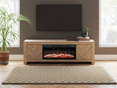 Prime Furniture - Ashley Furniture - Cayboni 71" TV Stand with Electric Fireplace - 71" TV Stand with Electric Fireplace / Tan - W3787W1